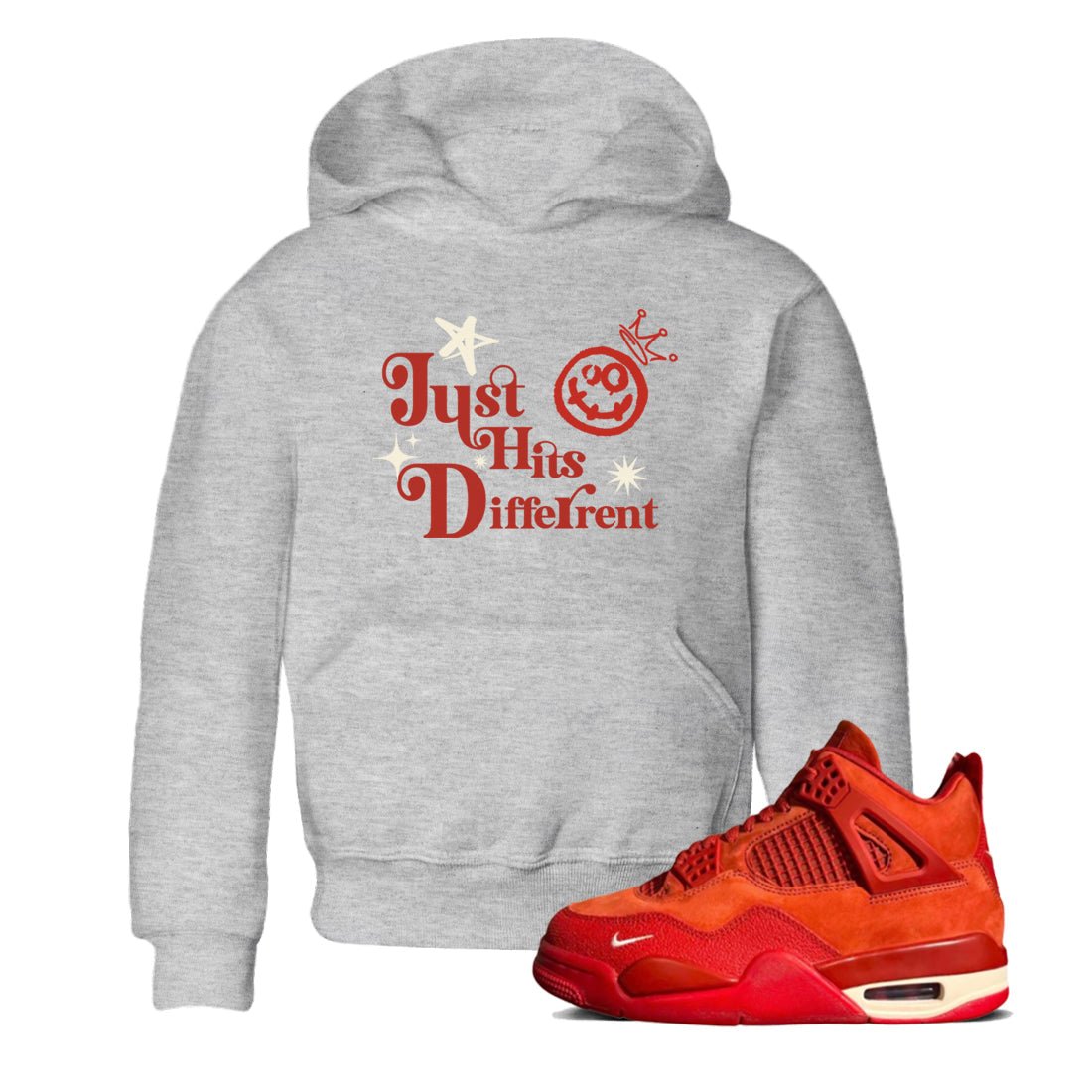 4s Brick By Brick shirts to match jordans Just Hits Different sneaker match tees Air Jordan 4 Nigel match shoes to clothes SNRT Sneaker Tees Youth Baby Heather Grey 1 tee