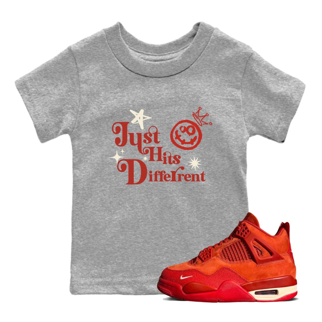 4s Brick By Brick shirts to match jordans Just Hits Different sneaker match tees Air Jordan 4 Nigel match shoes to clothes SNRT Sneaker Tees Youth Baby Heather Grey 1 tee