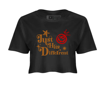 5s Archaeo Brown shirts to match jordans Just Hits Different sneaker match tees Air Jordan 5 Archaeo Brown match shoes to clothes SNRT Sneaker Tees unisex cotton Black 2 crop tee