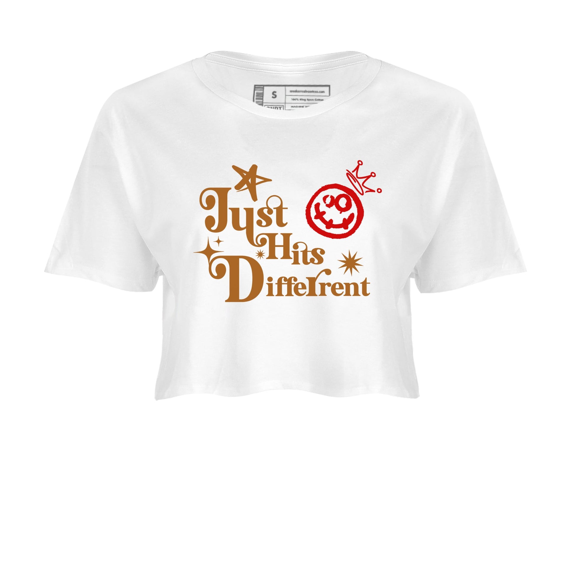 5s Archaeo Brown shirts to match jordans Just Hits Different sneaker match tees Air Jordan 5 Archaeo Brown match shoes to clothes SNRT Sneaker Tees unisex cotton White 2 crop tee