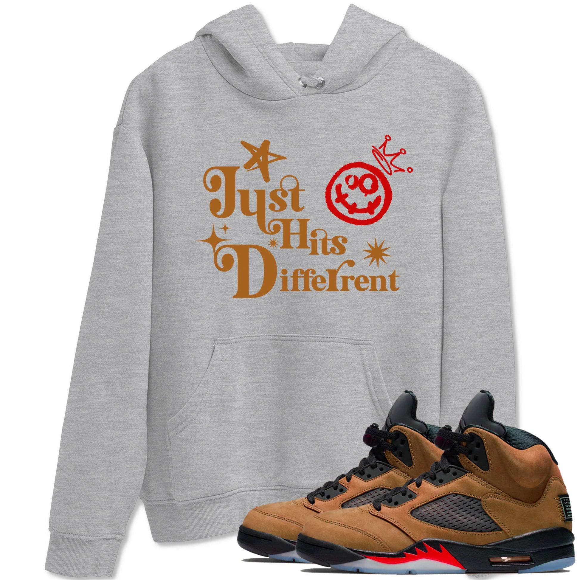 5s Archaeo Brown shirts to match jordans Just Hits Different sneaker match tees Air Jordan 5 Archaeo Brown match shoes to clothes SNRT Sneaker Tees unisex cotton Heather Grey 1 shirts