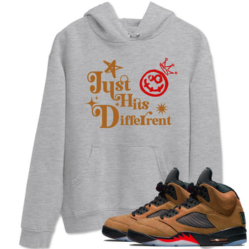 5s Archaeo Brown shirts to match jordans Just Hits Different sneaker match tees Air Jordan 5 Archaeo Brown match shoes to clothes SNRT Sneaker Tees unisex cotton Heather Grey 1 shirts