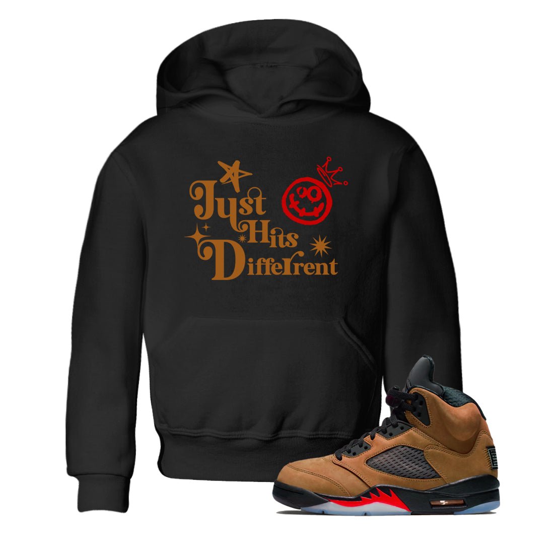 5s Archaeo Brown shirts to match jordans Just Hits Different sneaker match tees Air Jordan 5 Archaeo Brown match shoes to clothes SNRT Sneaker Tees Youth Baby Black 1 tee