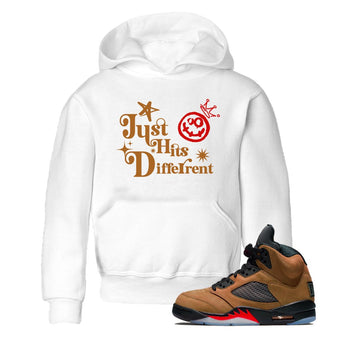 5s Archaeo Brown shirts to match jordans Just Hits Different sneaker match tees Air Jordan 5 Archaeo Brown match shoes to clothes SNRT Sneaker Tees Youth Baby White 1 tee