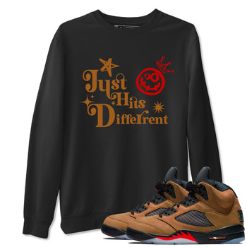 5s Archaeo Brown shirts to match jordans Just Hits Different sneaker match tees Air Jordan 5 Archaeo Brown match shoes to clothes SNRT Sneaker Tees unisex cotton Black 1 shirts