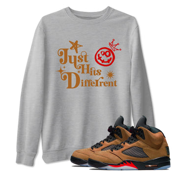5s Archaeo Brown shirts to match jordans Just Hits Different sneaker match tees Air Jordan 5 Archaeo Brown match shoes to clothes SNRT Sneaker Tees unisex cotton Heather Grey 1 shirts