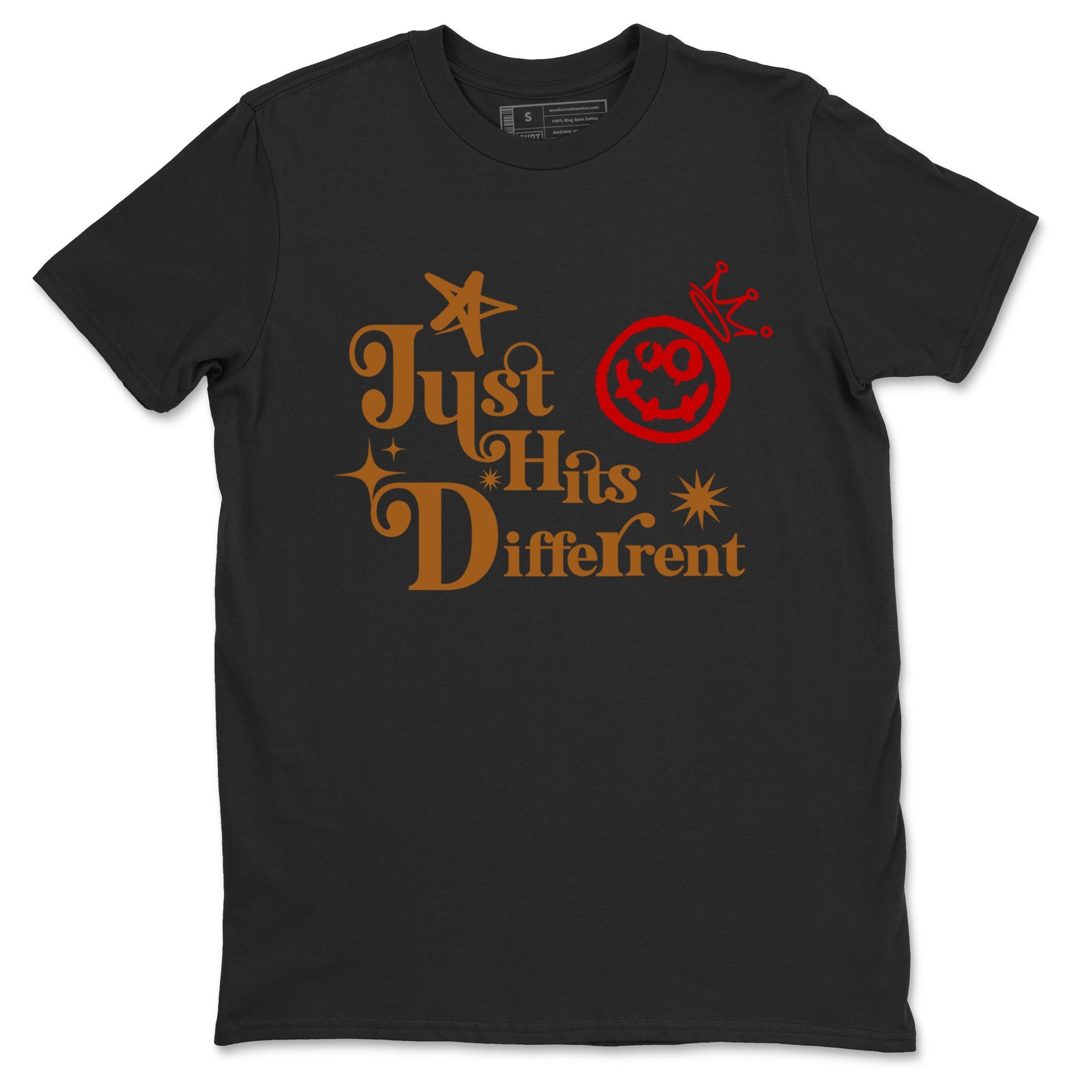 5s Archaeo Brown shirts to match jordans Just Hits Different sneaker match tees Air Jordan 5 Archaeo Brown match shoes to clothes SNRT Sneaker Tees unisex cotton Black 2 shirts
