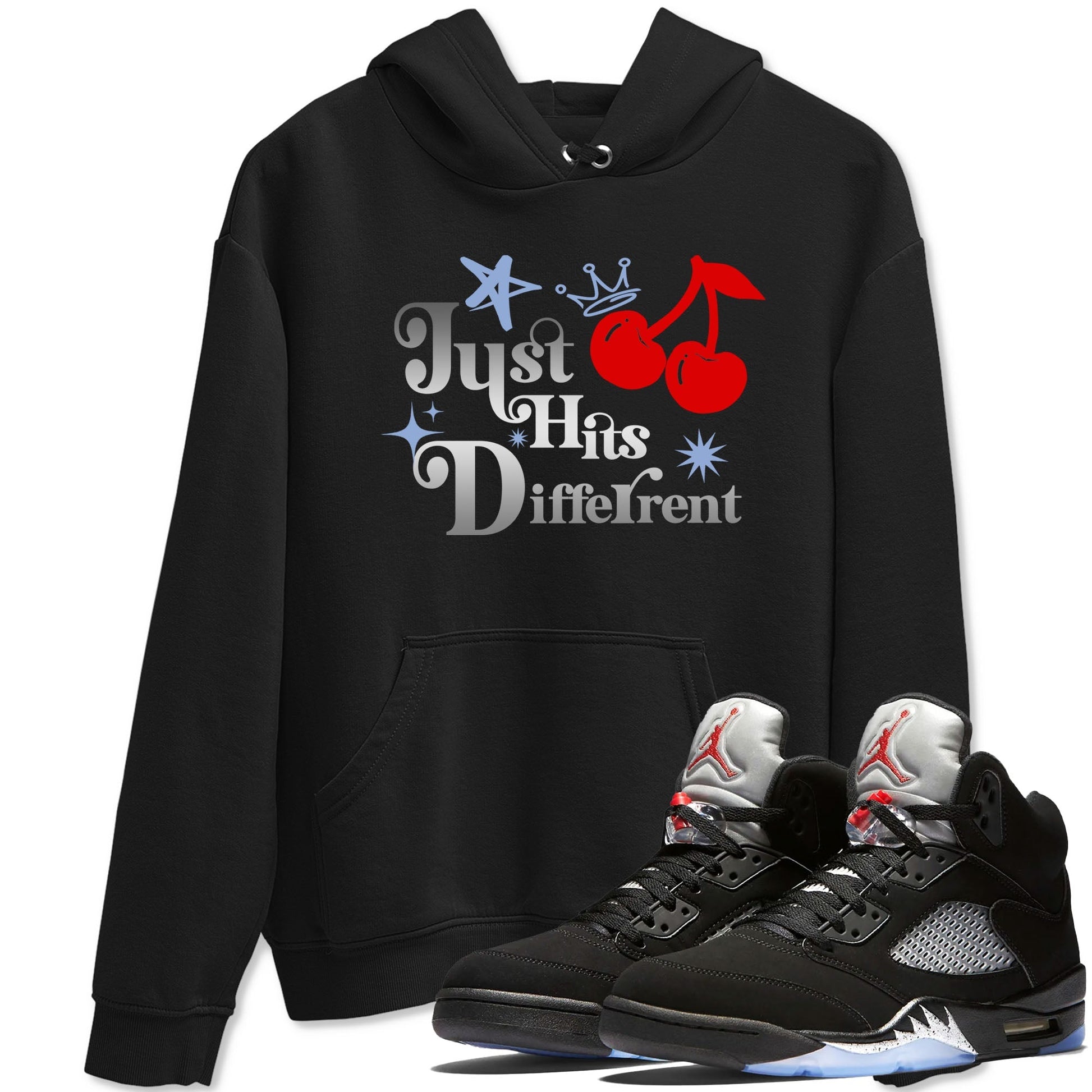 5s Black Metallic Reimagined shirts to match jordans Just Hits Different best t shirts to wear with jordans Air Jordan 5 Reimagined match shoes to clothes SNRT Sneaker Tees unisex cotton Black 1 shirts