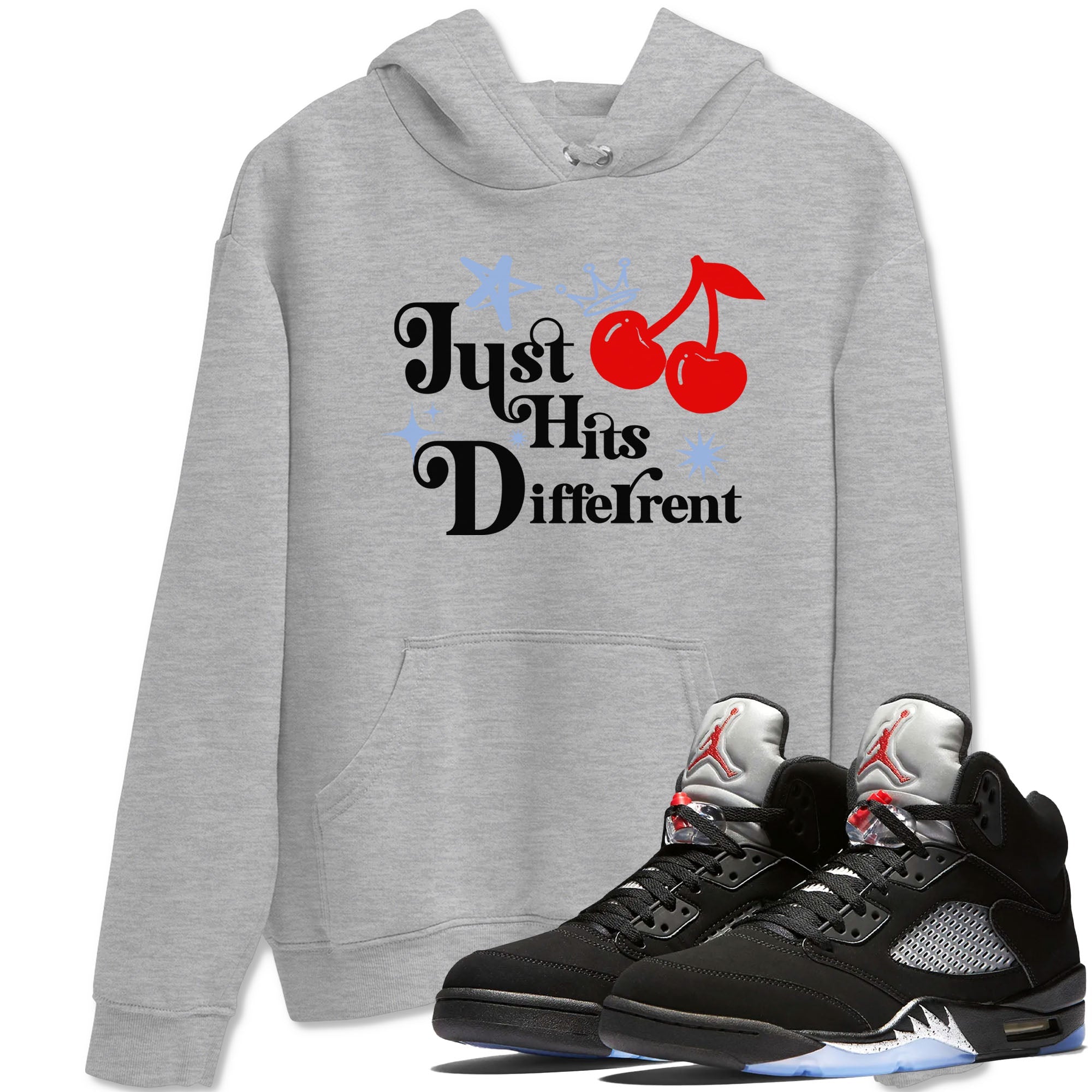 5s Black Metallic Reimagined shirts to match jordans Just Hits Different best t shirts to wear with jordans Air Jordan 5 Reimagined match shoes to clothes SNRT Sneaker Tees unisex cotton Heather Grey 1 shirts