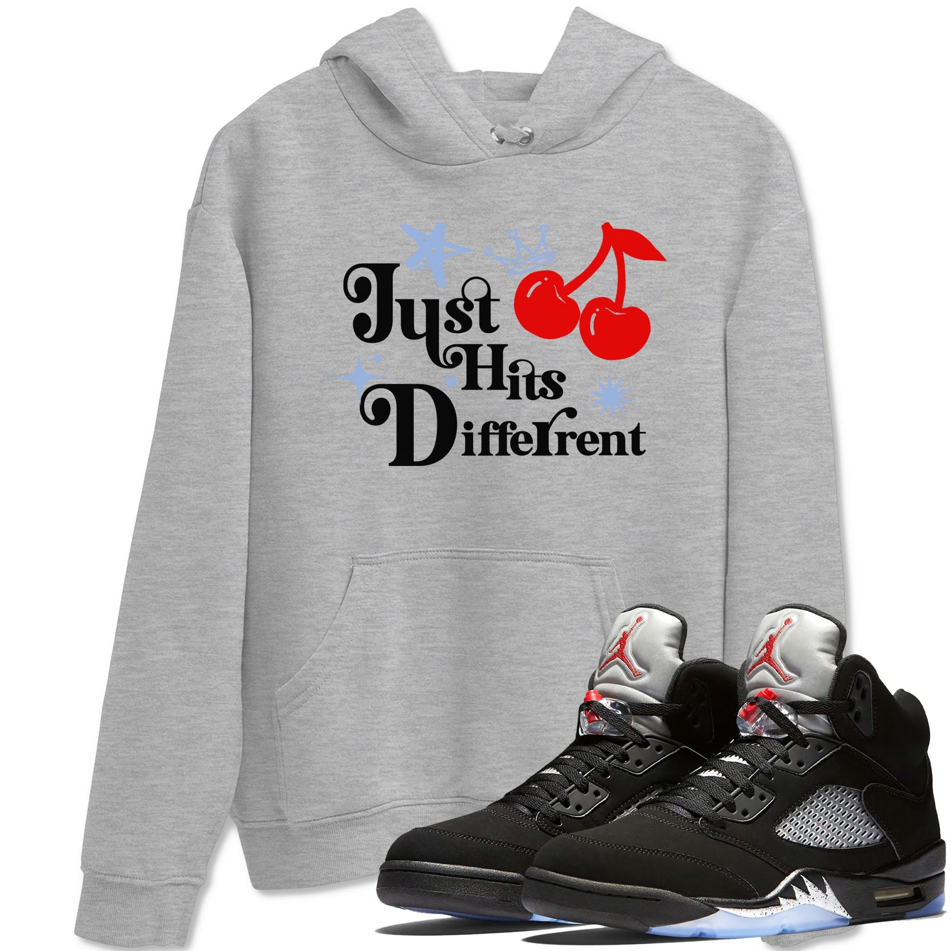 5s Black Metallic Reimagined shirts to match jordans Just Hits Different best t shirts to wear with jordans Air Jordan 5 Reimagined match shoes to clothes SNRT Sneaker Tees unisex cotton Heather Grey 1 shirts