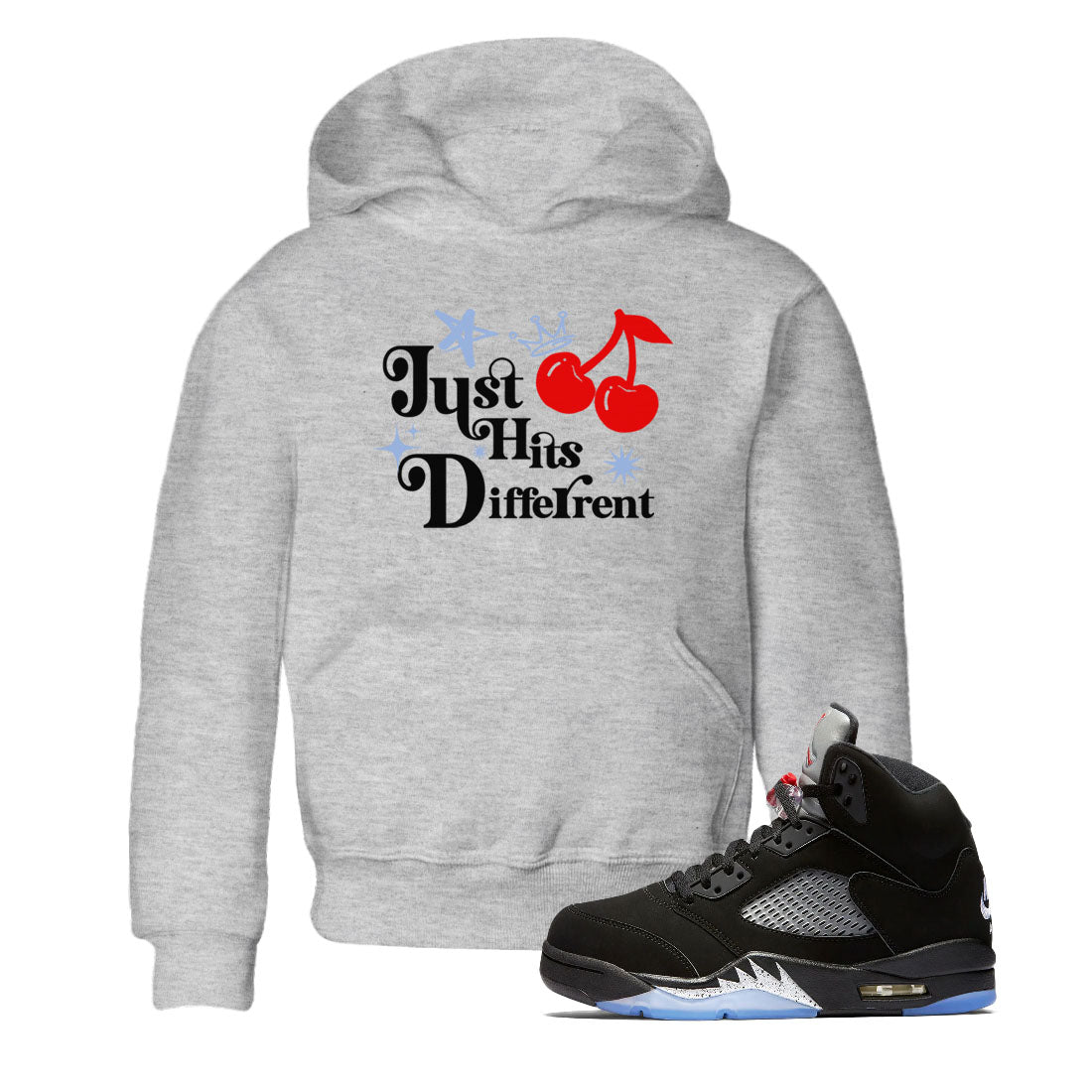 5s Black Metallic Reimagined shirts to match jordans Just Hits Different best t shirts to wear with jordans Air Jordan 5 Reimagined match shoes to clothes SNRT Sneaker Tees Youth Baby Heather Grey 1 tee