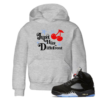 5s Black Metallic Reimagined shirts to match jordans Just Hits Different best t shirts to wear with jordans Air Jordan 5 Reimagined match shoes to clothes SNRT Sneaker Tees Youth Baby Heather Grey 1 tee