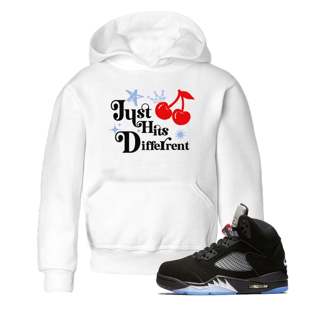 5s Black Metallic Reimagined shirts to match jordans Just Hits Different best t shirts to wear with jordans Air Jordan 5 Reimagined match shoes to clothes SNRT Sneaker Tees Youth Baby White 1 tee