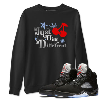5s Black Metallic Reimagined shirts to match jordans Just Hits Different best t shirts to wear with jordans Air Jordan 5 Reimagined match shoes to clothes SNRT Sneaker Tees unisex cotton Black 1 shirts