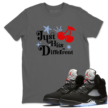 5s Black Metallic Reimagined shirts to match jordans Just Hits Different best t shirts to wear with jordans Air Jordan 5 Reimagined match shoes to clothes SNRT Sneaker Tees unisex cotton Cool Grey 1 shirts