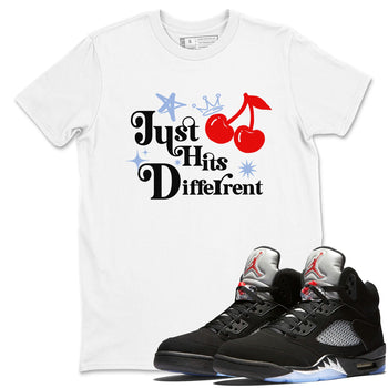 5s Black Metallic Reimagined shirts to match jordans Just Hits Different best t shirts to wear with jordans Air Jordan 5 Reimagined match shoes to clothes SNRT Sneaker Tees unisex cotton White 1 shirts