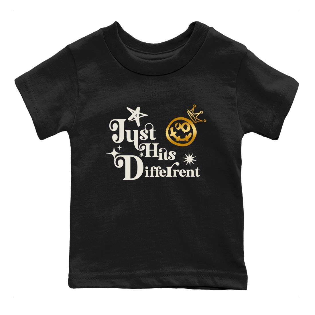 5s Golden Ticket shirts to match jordans  Just Hits Different shirts to match jordans Air Jordan 5 Golden Ticket match shoes to clothes SNRT Sneaker Tees Youth Baby Black 2 tee