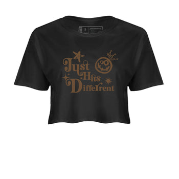 Jordan Jumpman Jack Travis Scott Dark Mocha shirts to match jordans Just Hits Different sneaker match tees Jordan Jumpman Jack Travis Scott Dark Mocha match shoes to clothes SNRT Sneaker Tees unisex cotton Black 2 crop tee