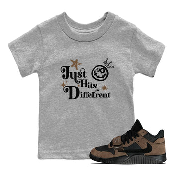 Jordan Jumpman Jack Travis Scott Dark Mocha shirts to match jordans Just Hits Different sneaker match tees Jordan Jumpman Jack Travis Scott Dark Mocha match shoes to clothes SNRT Sneaker Tees Youth Baby Heather Grey 1 tee