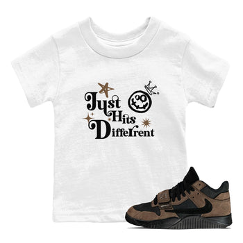 Jordan Jumpman Jack Travis Scott Dark Mocha shirts to match jordans Just Hits Different sneaker match tees Jordan Jumpman Jack Travis Scott Dark Mocha match shoes to clothes SNRT Sneaker Tees Youth Baby White 1 tee