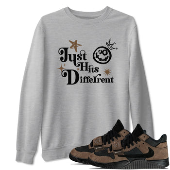 Jordan Jumpman Jack Travis Scott Dark Mocha shirts to match jordans Just Hits Different sneaker match tees Jordan Jumpman Jack Travis Scott Dark Mocha match shoes to clothes SNRT Sneaker Tees unisex cotton Heather Grey 1 shirts