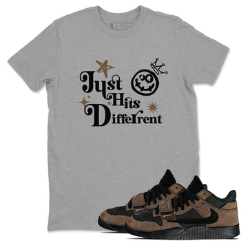 Jordan Jumpman Jack Travis Scott Dark Mocha shirts to match jordans Just Hits Different sneaker match tees Jordan Jumpman Jack Travis Scott Dark Mocha match shoes to clothes SNRT Sneaker Tees unisex cotton Heather Grey 1 shirts