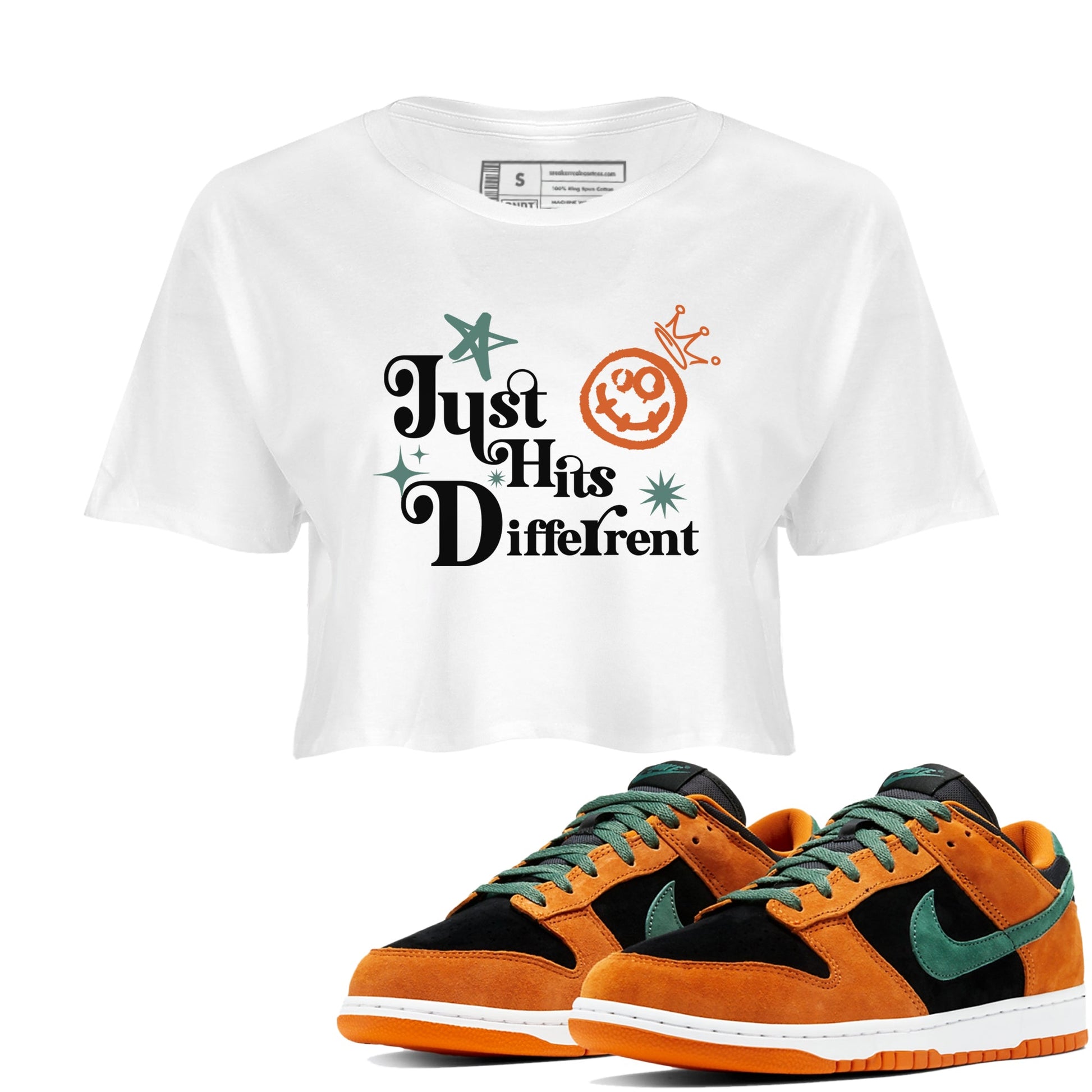 Dunk Low Ceramic shirts to match jordans Just Hits Different sneaker match tees Dunk Ceramic match shoes to clothes SNRT Sneaker Tees unisex cotton White 1 crop tee