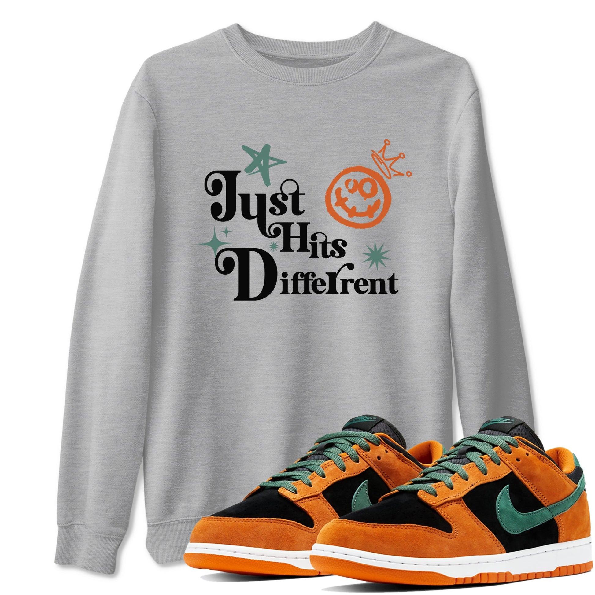 Dunk Low Ceramic shirts to match jordans Just Hits Different sneaker match tees Dunk Ceramic match shoes to clothes SNRT Sneaker Tees unisex cotton Heather Grey 1 shirts