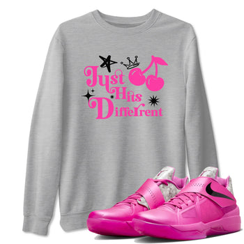 KD 4 Aunt Pearl t shirts to match sneakers Just Hits Different sneaker match tees KD 4 Aunt Pearl shirt SNRT Sneaker Tees unisex cotton Heather Grey 1 shirts