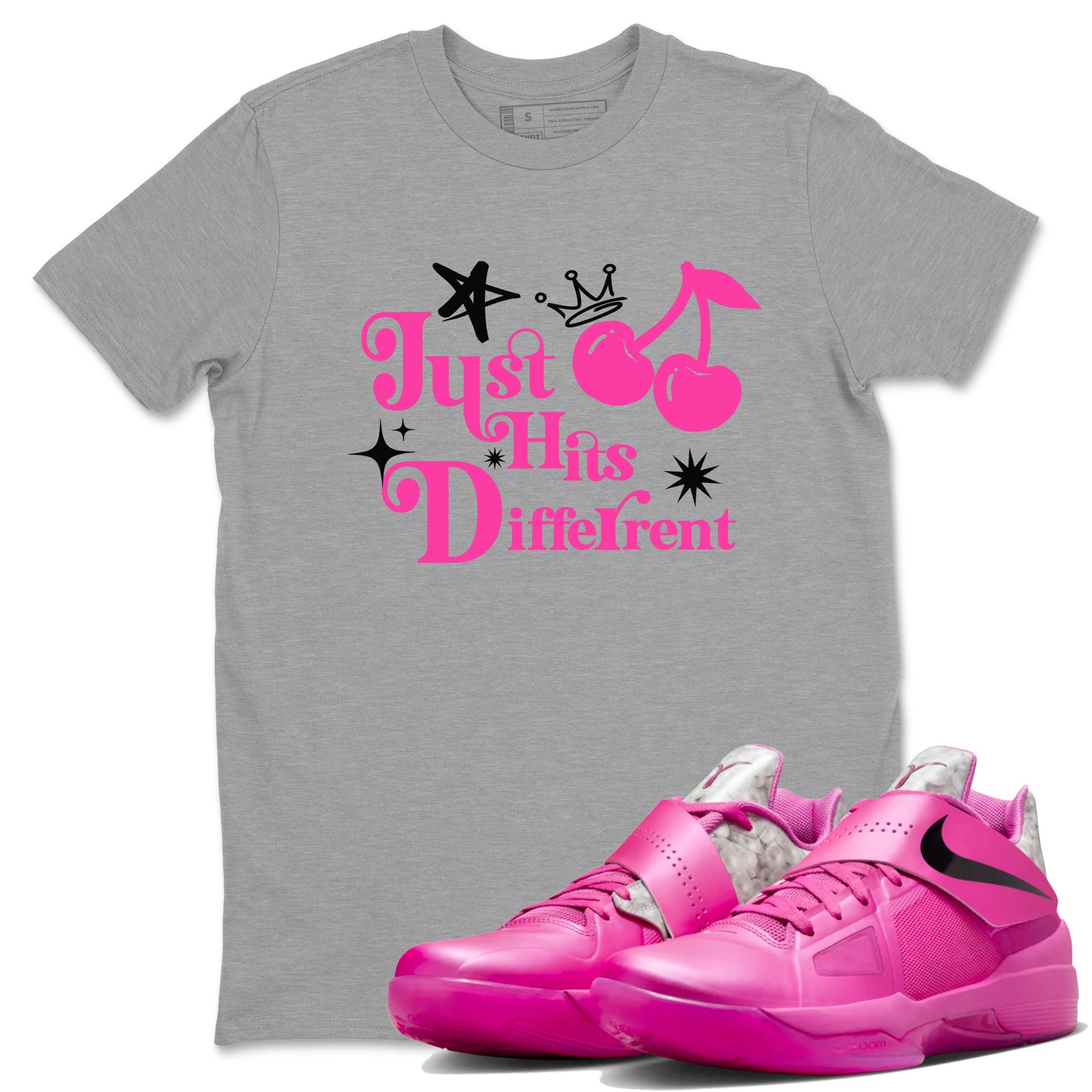 KD 4 Aunt Pearl t shirts to match sneakers Just Hits Different sneaker match tees KD 4 Aunt Pearl shirt SNRT Sneaker Tees unisex cotton Heather Grey 1 shirts