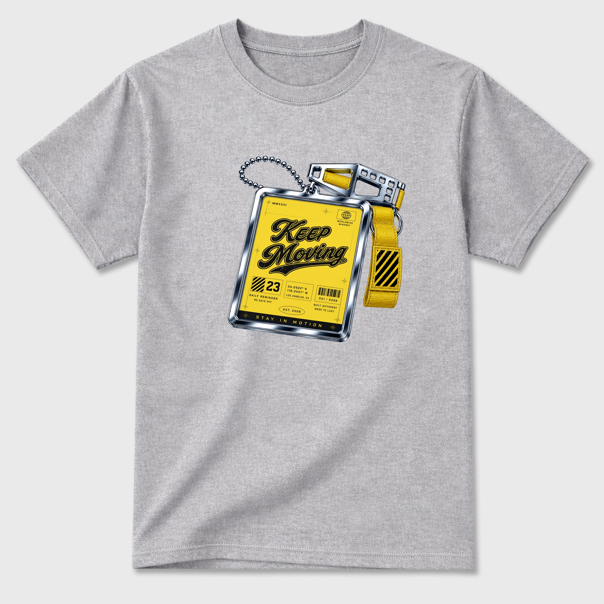 Keep Moving Graphic T-Shirt featuring original streetwear artwork designed to match the Air Jordan 4 Tour Yellow. Heather Grey 2 Graphic T-Shirt.