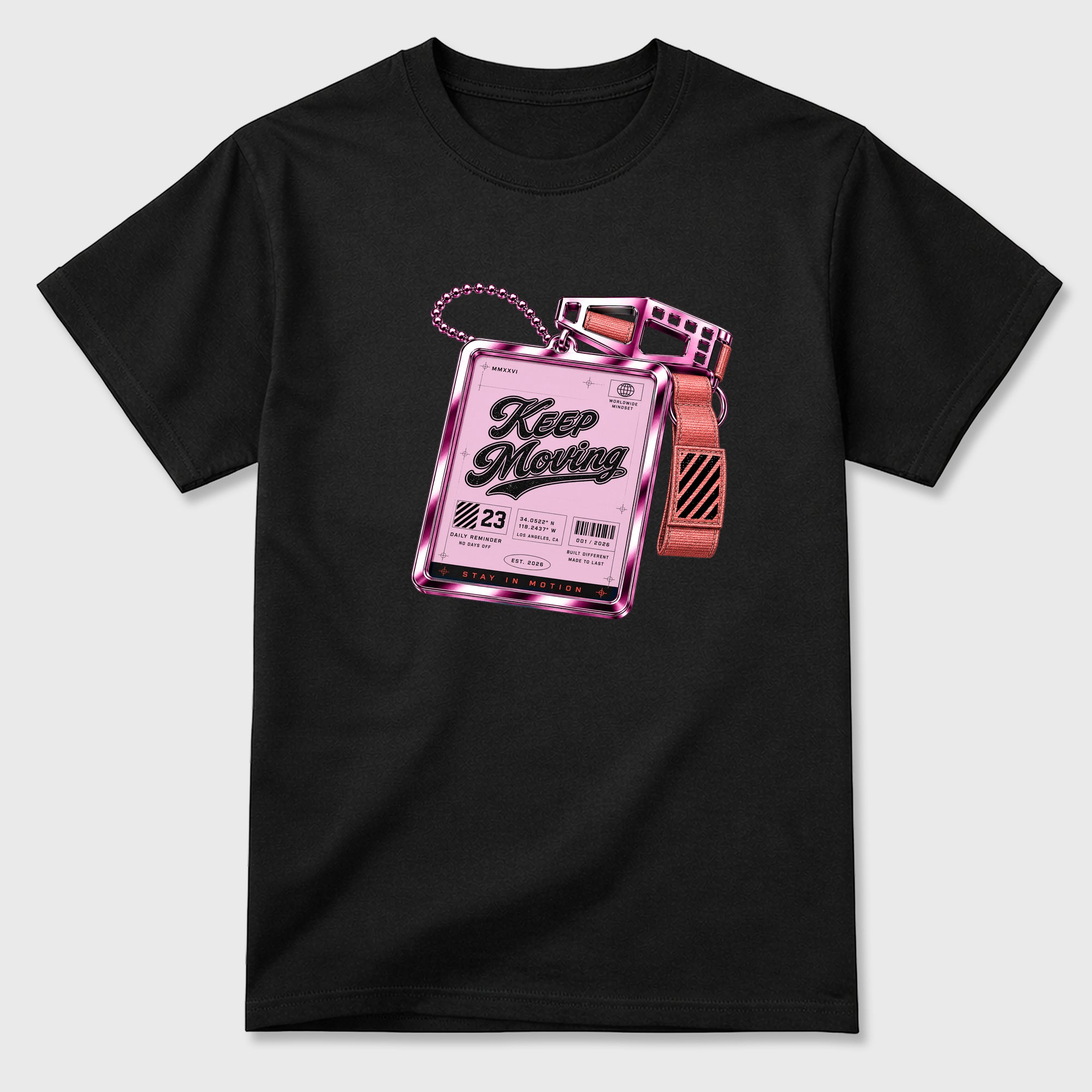 Keep Moving Graphic T-Shirt featuring original streetwear artwork designed to match the Air Jordan 6 Playful Pink. Black 2 Graphic T-Shirt.