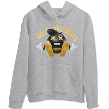 1s Black Metallic Gold shirts to match jordans Keep Smiling sneaker match tees Jordan 1 High OG Black and Gold SNRT Sneaker Tees streetwear brand Heather Grey 2 unisex cotton tee