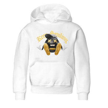 1s Black Metallic Gold shirts to match jordans Keep Smiling sneaker match tees Jordan 1 High OG Black and Gold SNRT Sneaker Tees streetwear brand Baby and Youth White 2 cotton tee