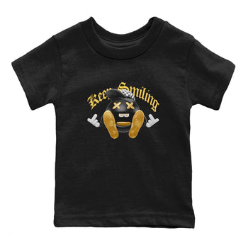1s Black Metallic Gold shirts to match jordans Keep Smiling sneaker match tees Jordan 1 High OG Black and Gold SNRT Sneaker Tees streetwear brand Baby and Youth Black 2 cotton tee
