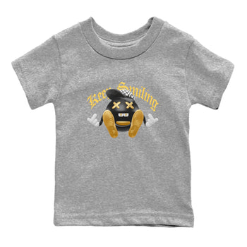 1s Black Metallic Gold shirts to match jordans Keep Smiling sneaker match tees Jordan 1 High OG Black and Gold SNRT Sneaker Tees streetwear brand Baby and Youth Heather Grey 2 cotton tee
