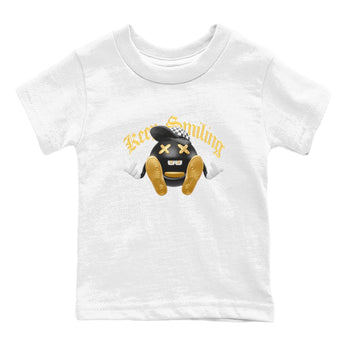 1s Black Metallic Gold shirts to match jordans Keep Smiling sneaker match tees Jordan 1 High OG Black and Gold SNRT Sneaker Tees streetwear brand Baby and Youth White 2 cotton tee