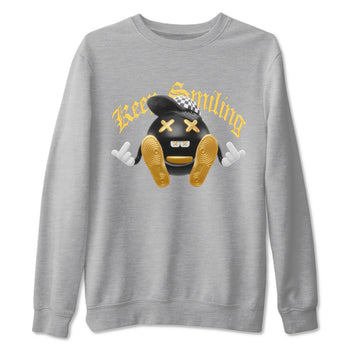 1s Black Metallic Gold shirts to match jordans Keep Smiling sneaker match tees Jordan 1 High OG Black and Gold SNRT Sneaker Tees streetwear brand Heather Grey 2 unisex cotton tee