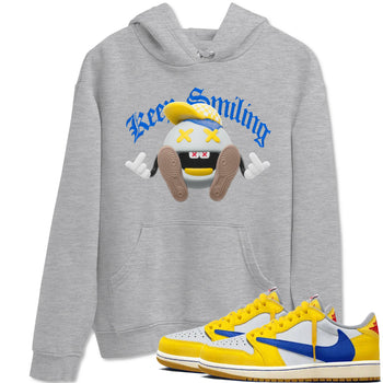 1s Travis Scott Canary shirt to match jordans Keep Smiling sneaker tees Air Jordan 1 Travis Scott Canary SNRT Sneaker Release Tees unisex cotton Heather Grey 1 crew neck shirt