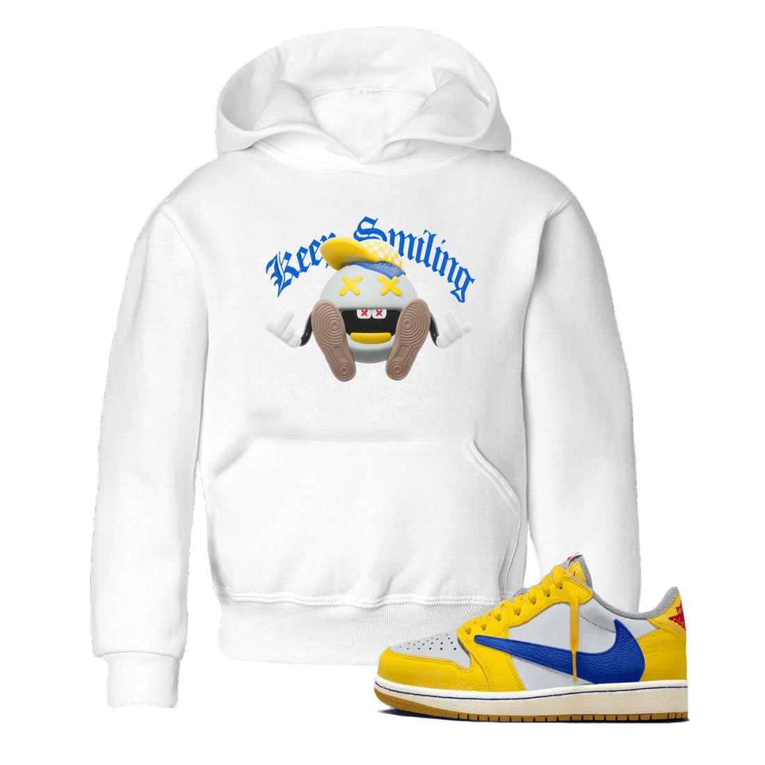1s Travis Scott Canary shirt to match jordans Keep Smiling sneaker tees Air Jordan 1 Travis Scott Canary SNRT sneaker release tees baby toddler White 1 cotton Shirt