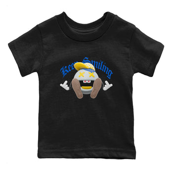 1s Travis Scott Canary shirt to match jordans Keep Smiling sneaker tees Air Jordan 1 Travis Scott Canary SNRT sneaker release tees baby toddler Black 2 cotton Shirt