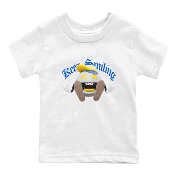 1s Travis Scott Canary shirt to match jordans Keep Smiling sneaker tees Air Jordan 1 Travis Scott Canary SNRT sneaker release tees baby toddler White 2 cotton Shirt