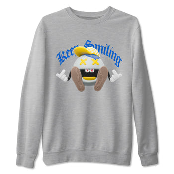 1s Travis Scott Canary shirt to match jordans Keep Smiling sneaker tees Air Jordan 1 Travis Scott Canary SNRT Sneaker Release Tees unisex cotton Heather Grey 2 crew neck shirt