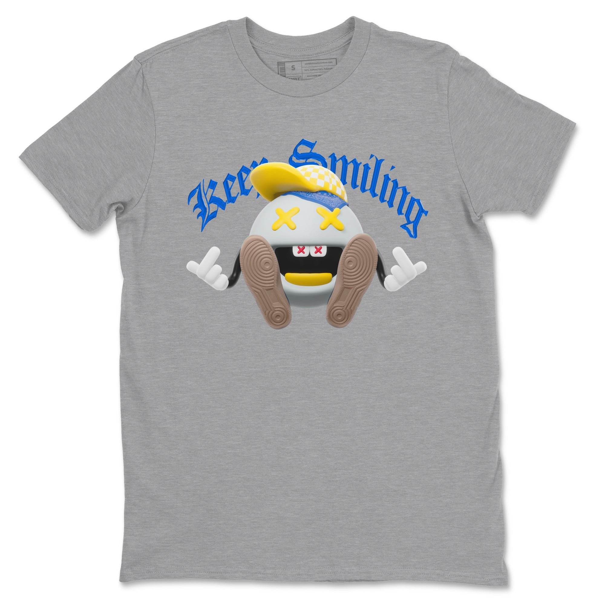 1s Travis Scott Canary shirt to match jordans Keep Smiling sneaker tees Air Jordan 1 Travis Scott Canary SNRT Sneaker Release Tees unisex cotton Heather Grey 2 crew neck shirt