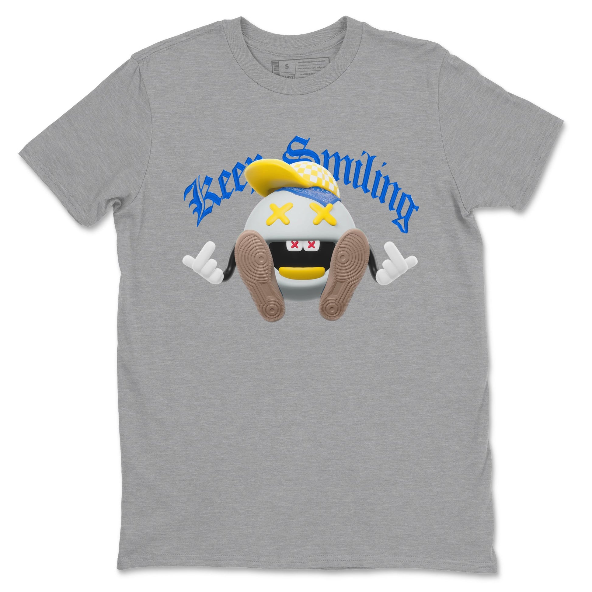1s Travis Scott Canary shirt to match jordans Keep Smiling sneaker tees Air Jordan 1 Travis Scott Canary SNRT Sneaker Release Tees unisex cotton Heather Grey 2 crew neck shirt