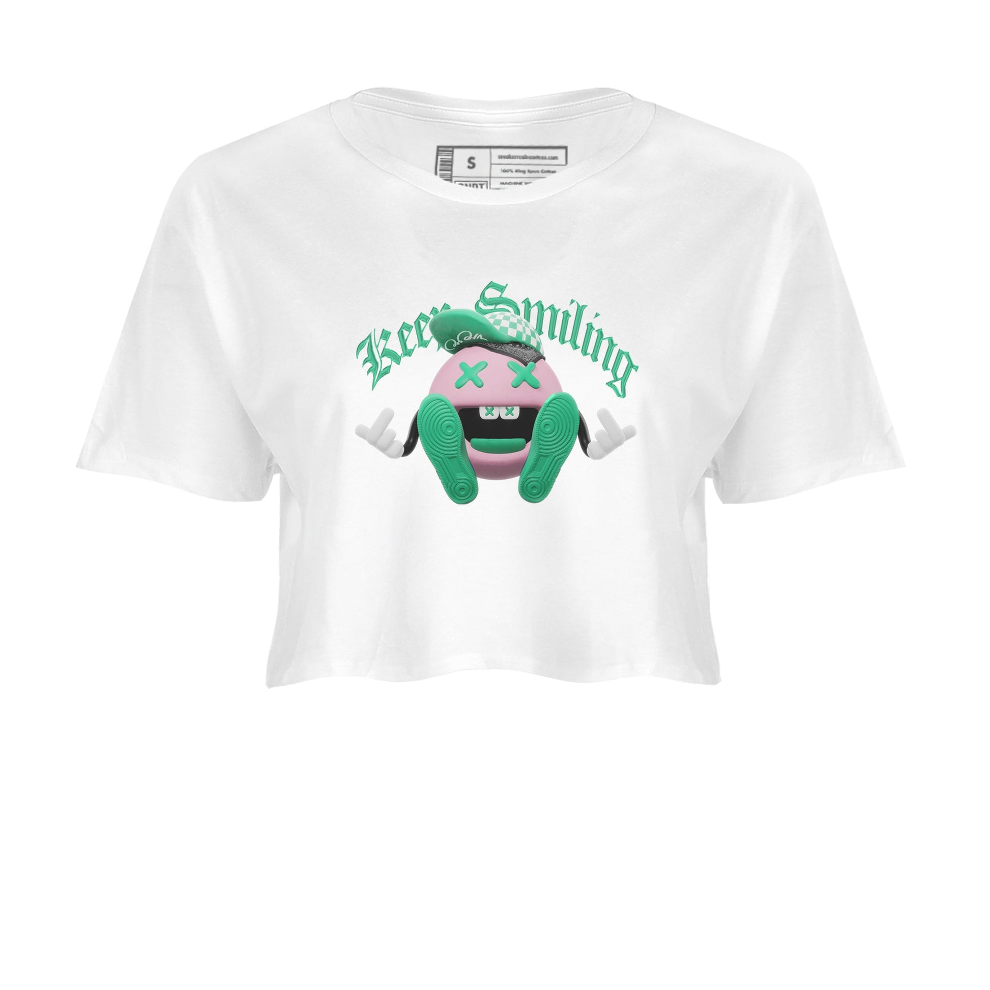 Dunk Low Medium Soft Pink Malachite shirt to match jordans Keep Smiling sneaker tees Dunk Medium Soft Pink Malachite SNRT Sneaker Release Tees White 2 crop length shirt