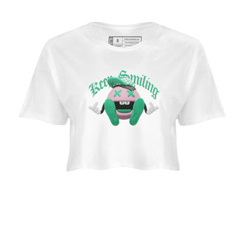 Dunk Low Medium Soft Pink Malachite shirt to match jordans Keep Smiling sneaker tees Dunk Medium Soft Pink Malachite SNRT Sneaker Release Tees White 2 crop length shirt