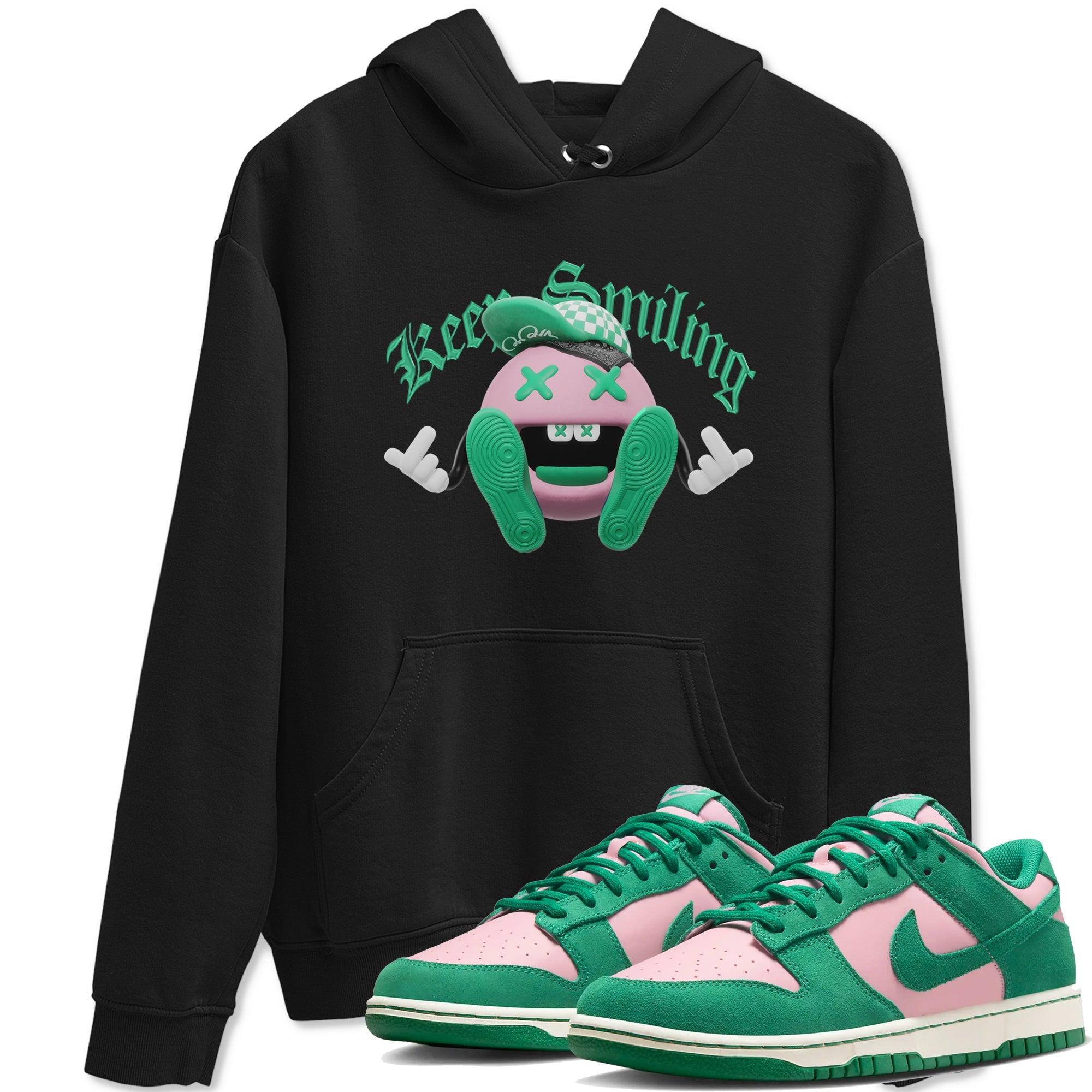 Dunk Low Medium Soft Pink Malachite shirt to match jordans Keep Smiling sneaker tees Dunk Medium Soft Pink Malachite SNRT Sneaker Release Tees unisex cotton Black 1 crew neck shirt