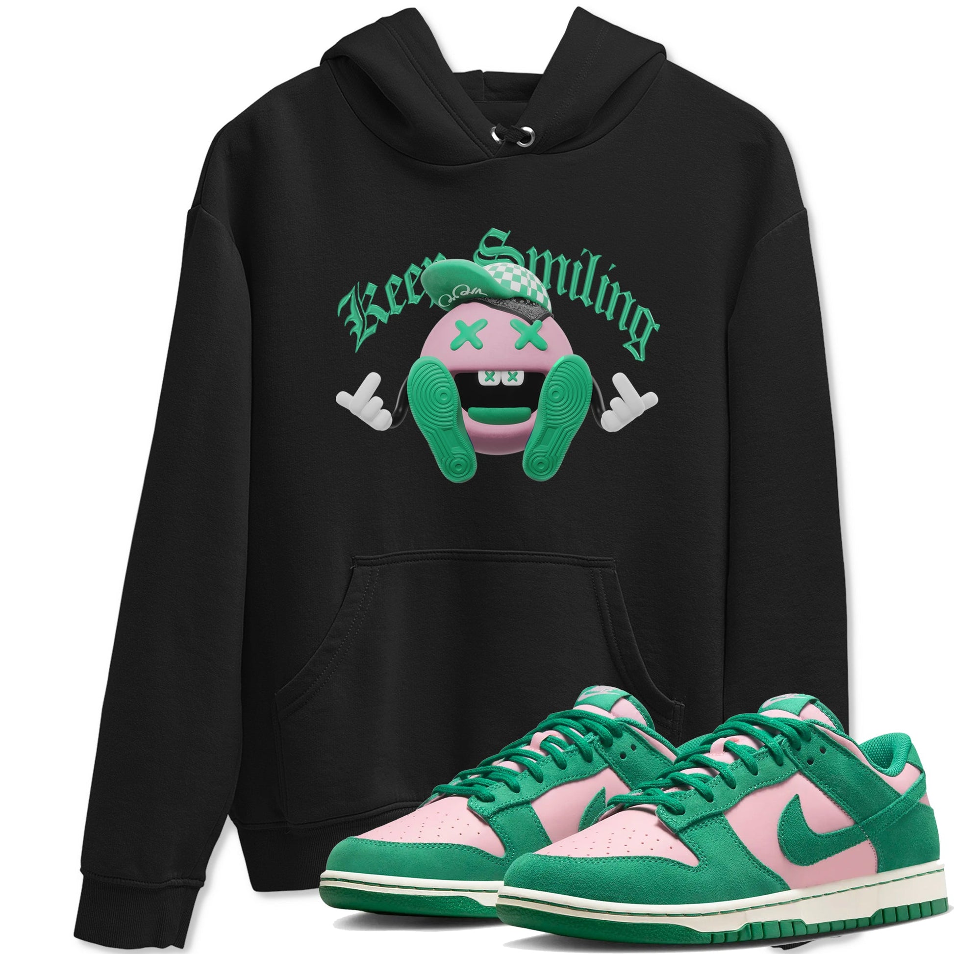 Dunk Low Medium Soft Pink Malachite shirt to match jordans Keep Smiling sneaker tees Dunk Medium Soft Pink Malachite SNRT Sneaker Release Tees unisex cotton Black 1 crew neck shirt