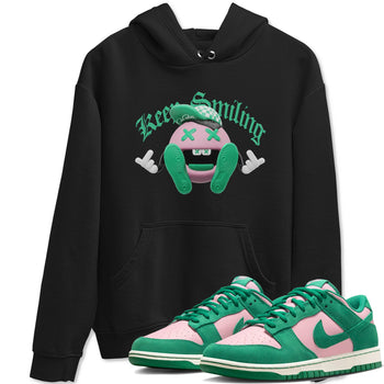Dunk Low Medium Soft Pink Malachite shirt to match jordans Keep Smiling sneaker tees Dunk Medium Soft Pink Malachite SNRT Sneaker Release Tees unisex cotton Black 1 crew neck shirt